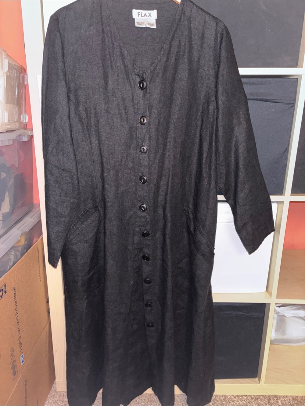 FLAX Vintage Button-Front Linen Dress